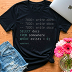 Write Docs — SQL T-Shirt for Women in Tech | code{her}