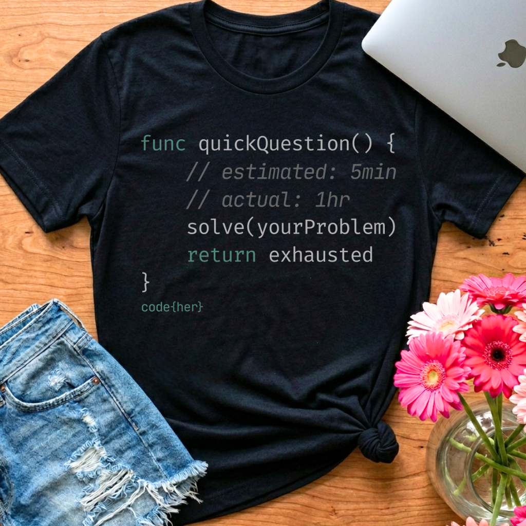 Quick Question — Swift T-Shirt for Women in Tech | code{her}