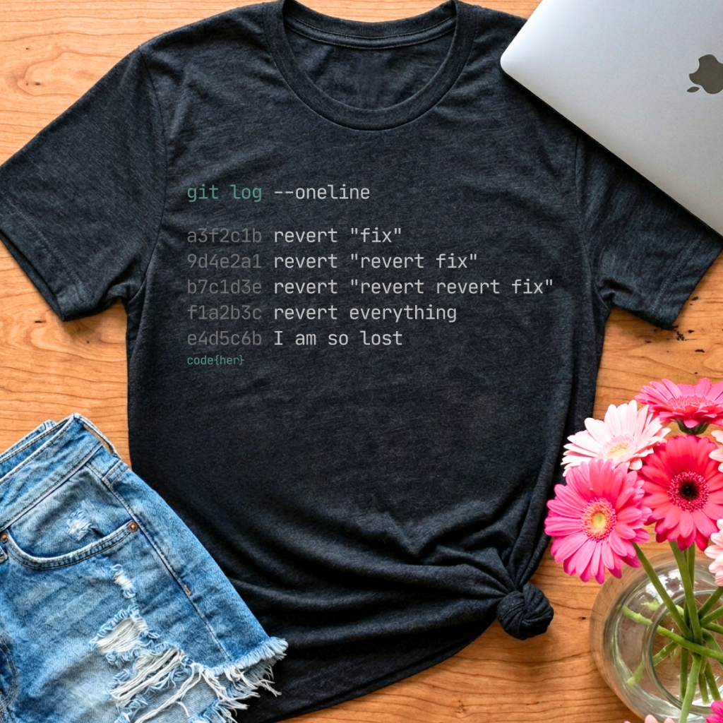 Revert Revert — Git T-Shirt for Women in Tech | code{her}